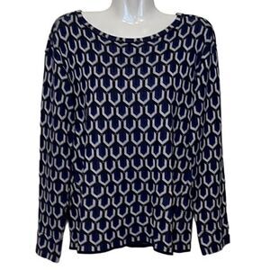 Hatley women’s sweater Size Small blue‎ pullover round neckline geometric print
